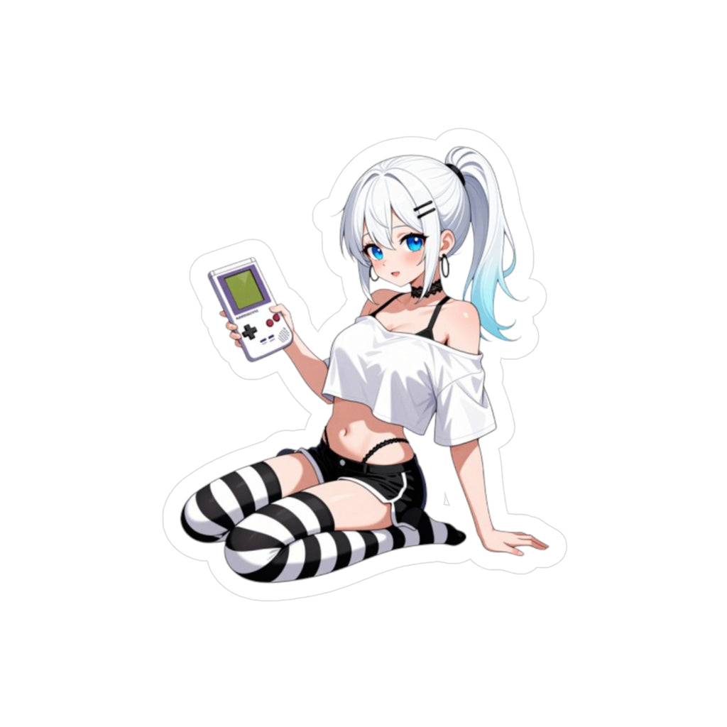 Anime Girl Gaming Vinyl Sticker — Kiss-Cut Decal