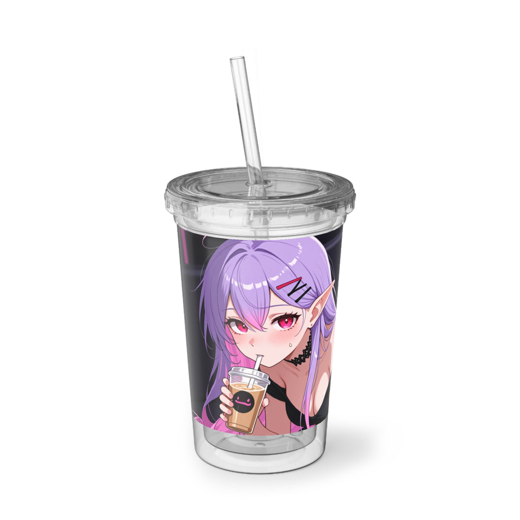 Anime Succubus Acrylic Tumbler — Sexy Purple Goth Girl Design | 16oz
