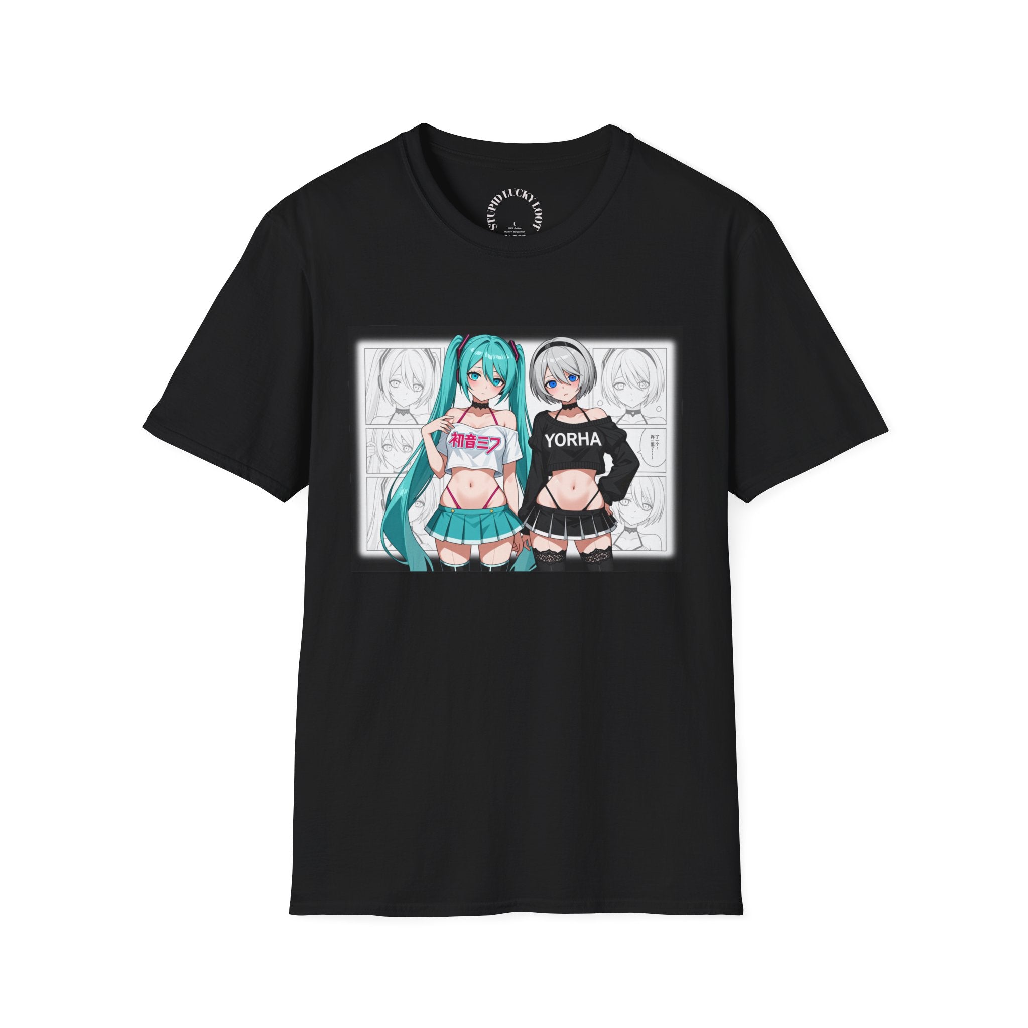 Anime Duo Graphic T-Shirt — "Yorha" & Vocaloid Style Characters