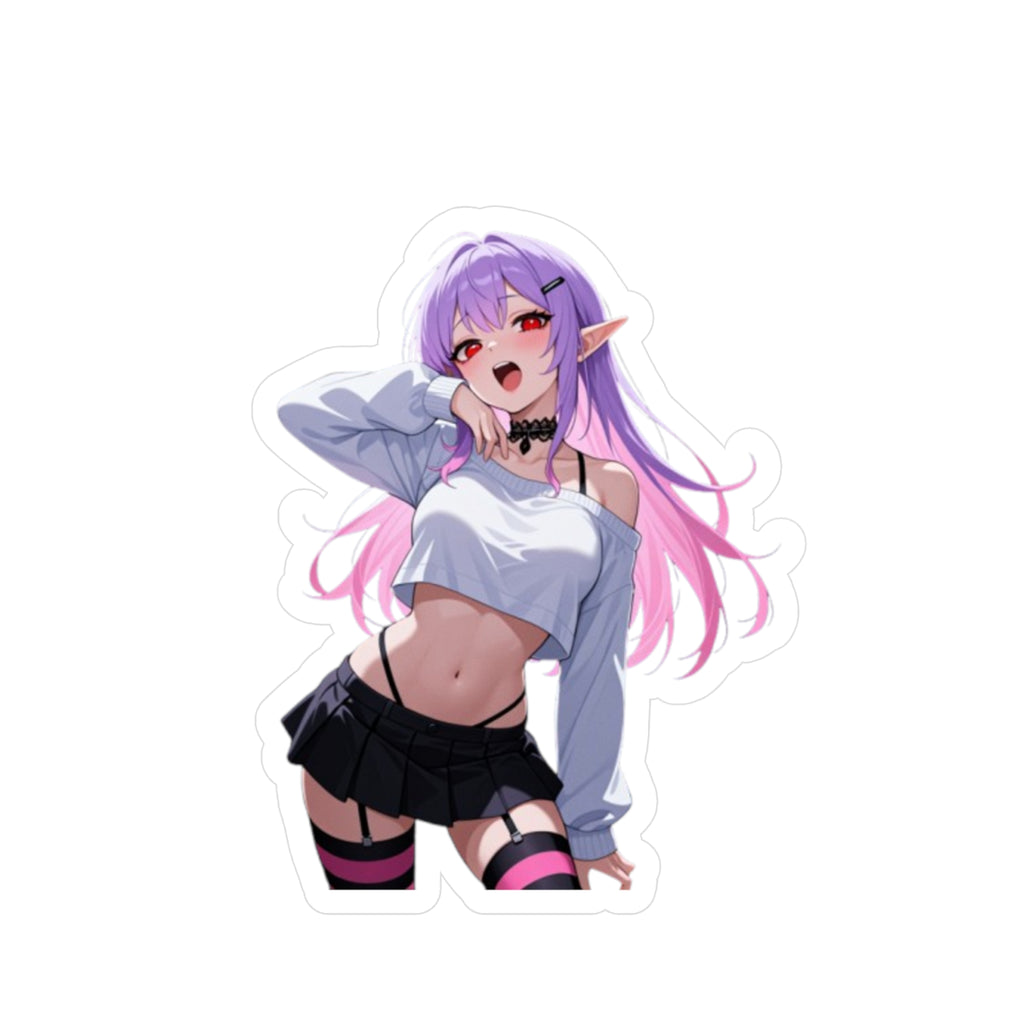 Anime Girl Pink-Haired Elf Waifu Decal
