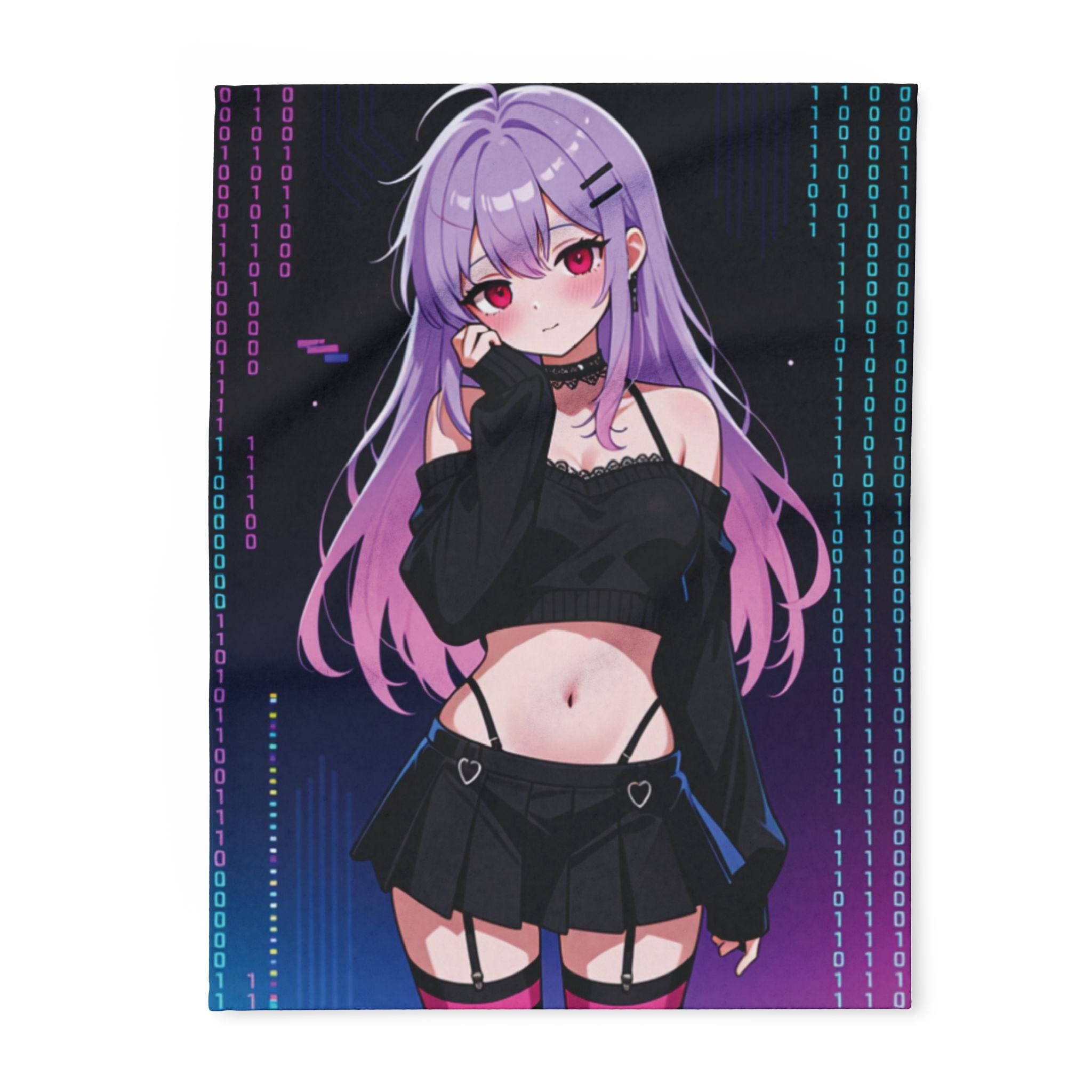 Anime Gothic Cyber Girl Fleece Blanket