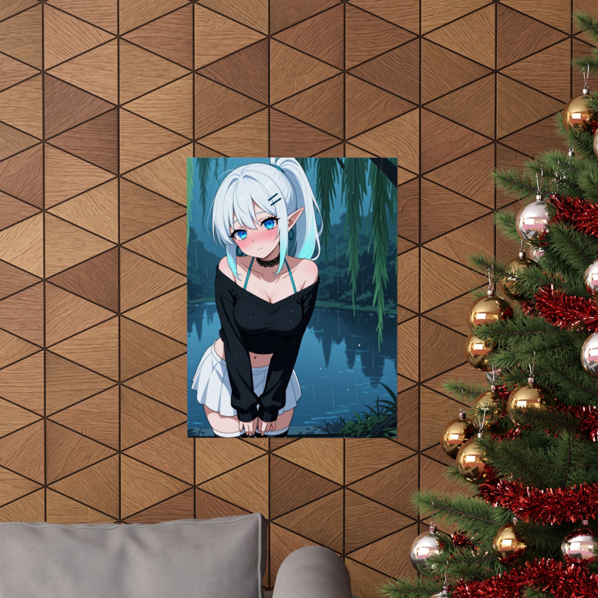 Rainy Day Anime Girl Poster