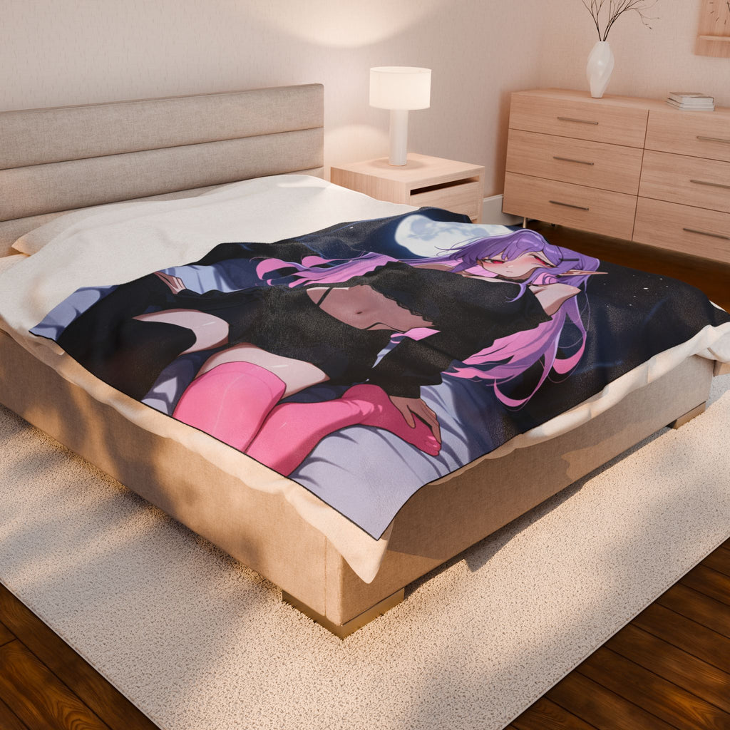 Anime Moonlit Girl Plush Blanket