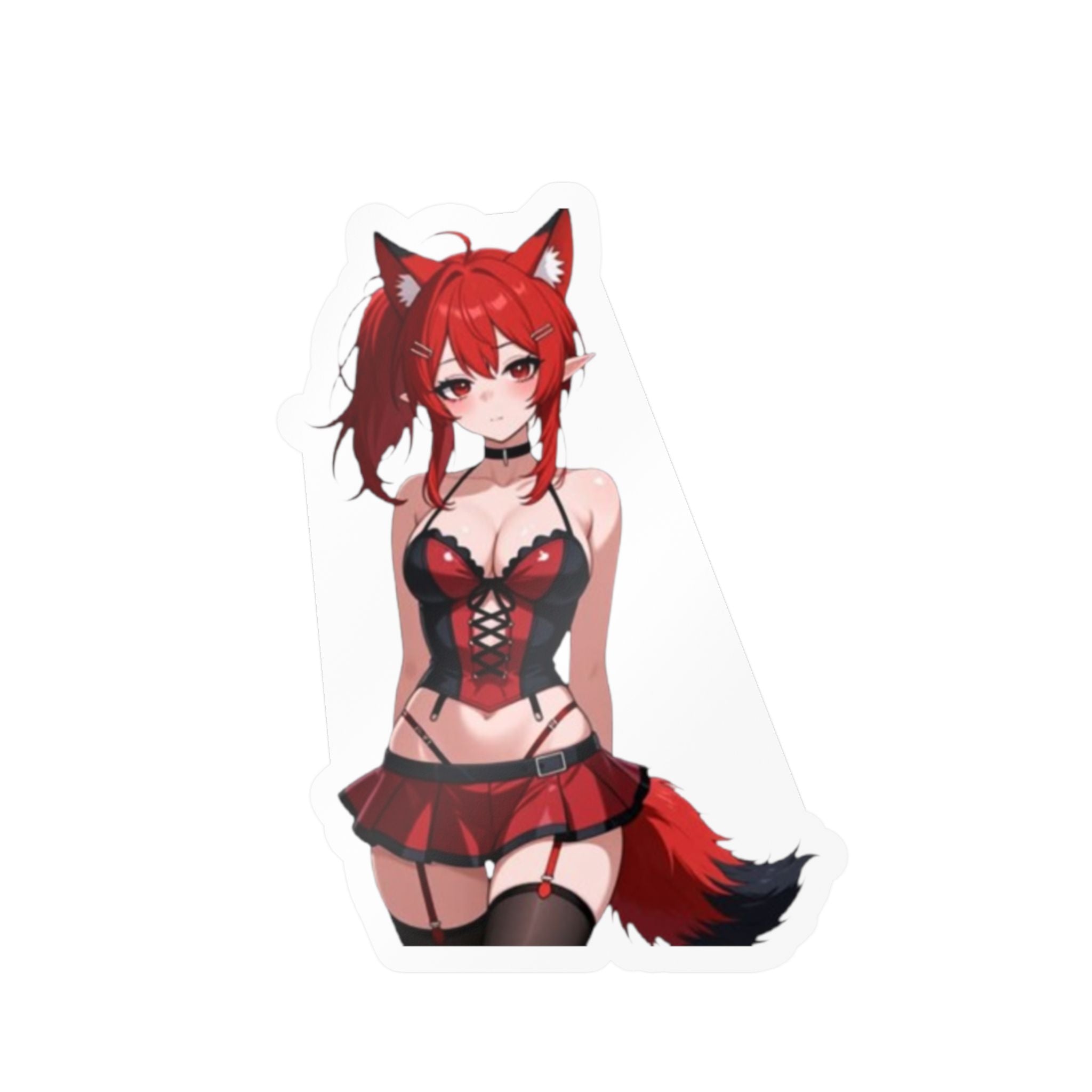 Red Fox Anime Girl Sticker — Kiss-Cut Vinyl Decal