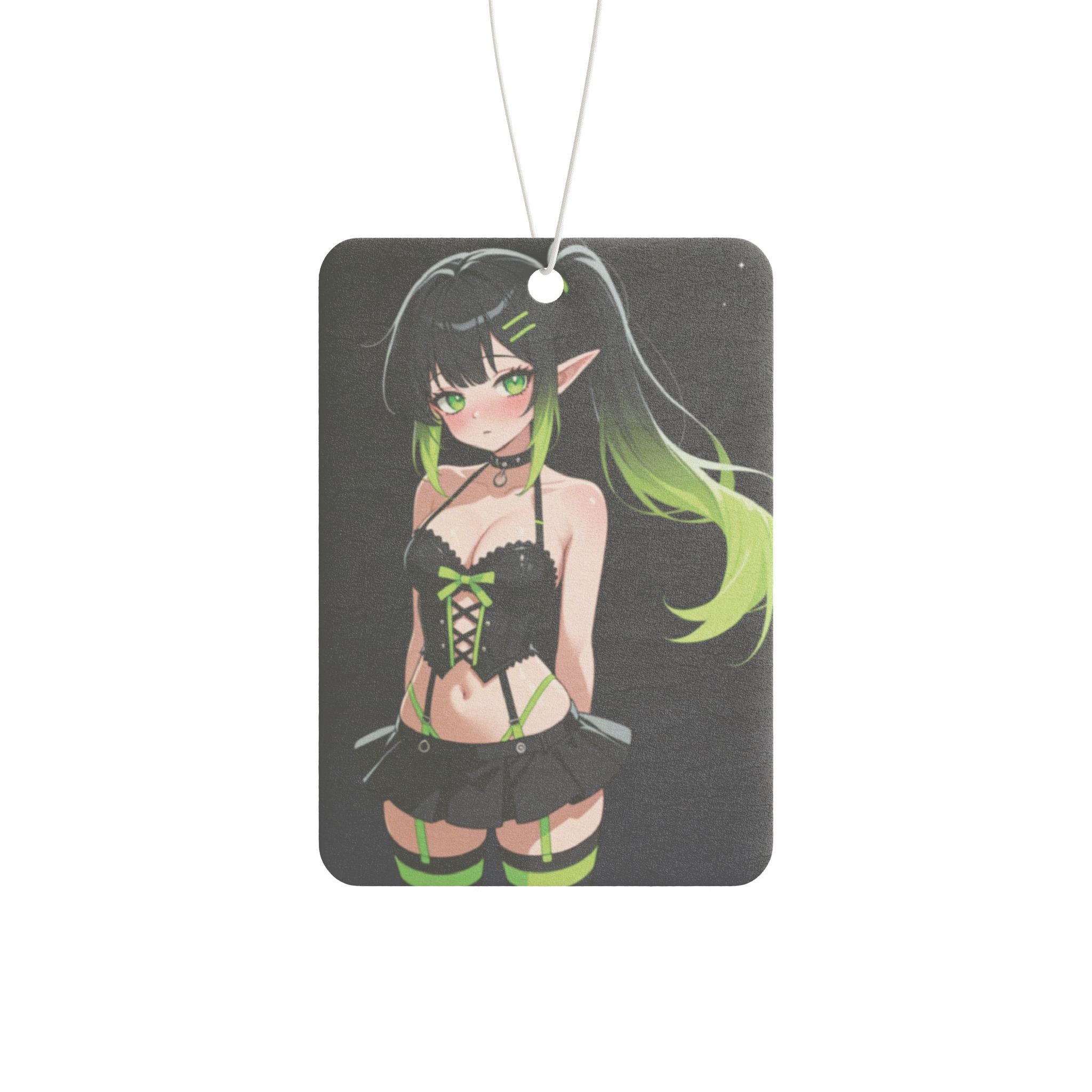 Anime Elf Girl Car Air Freshener — Green Gothic Kawaii Scented Charm