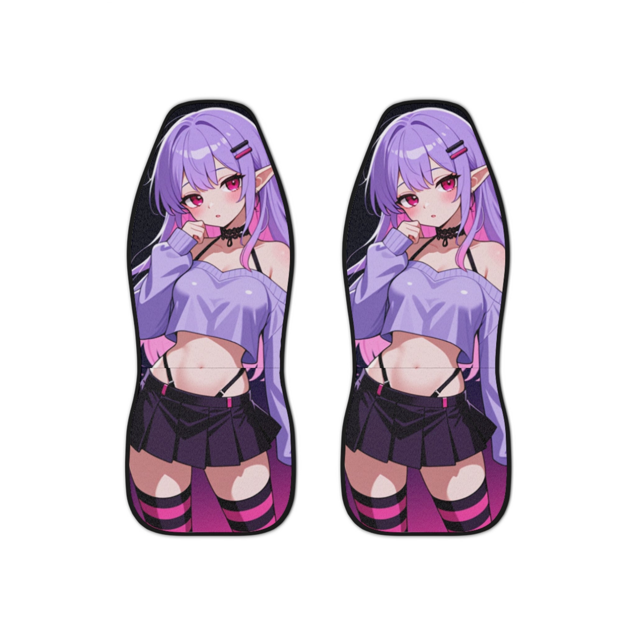 Kawaii Anime Purple Haired Girl Cute Car Seat Covers