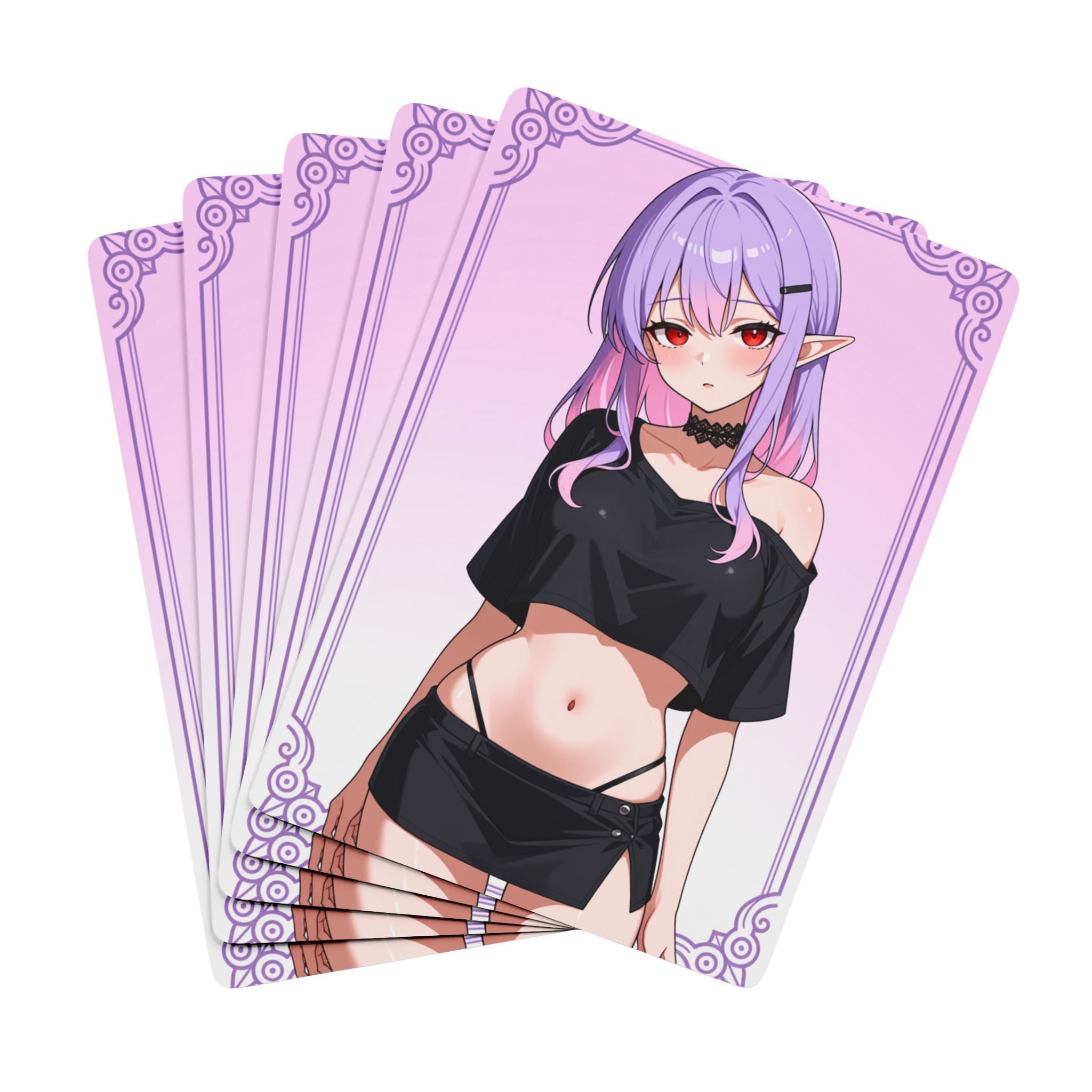 Anime Elf Girl Poker Playing Cards — Decorative Poker Deck for Gamers & Collectors
