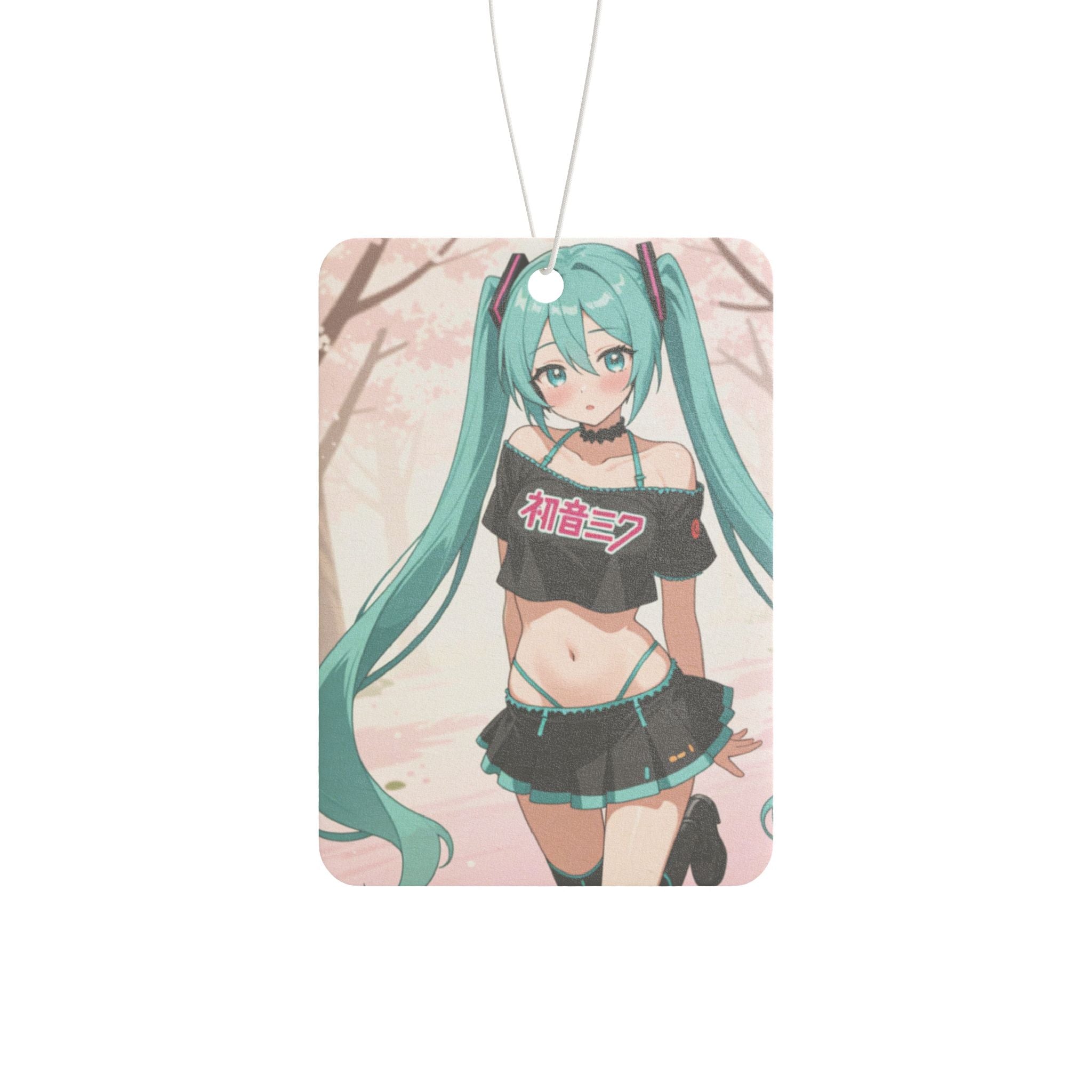 Anime Girl Car Air Freshener — Cute Teal Twin-Tails Design