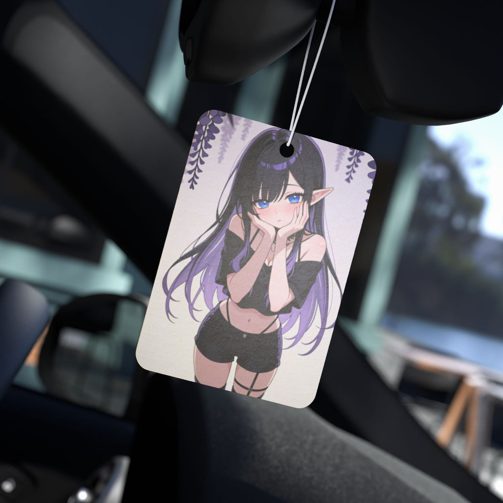 Anime Elf Girl Car Air Freshener — Cute Purple Aesthetic Scented Ornament