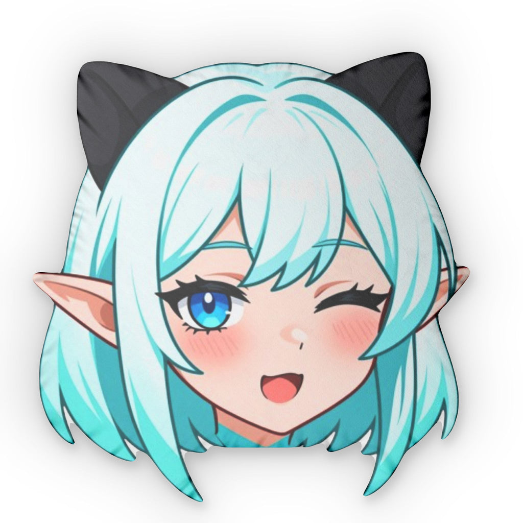 Blue Haired Anime Catgirl Pillow