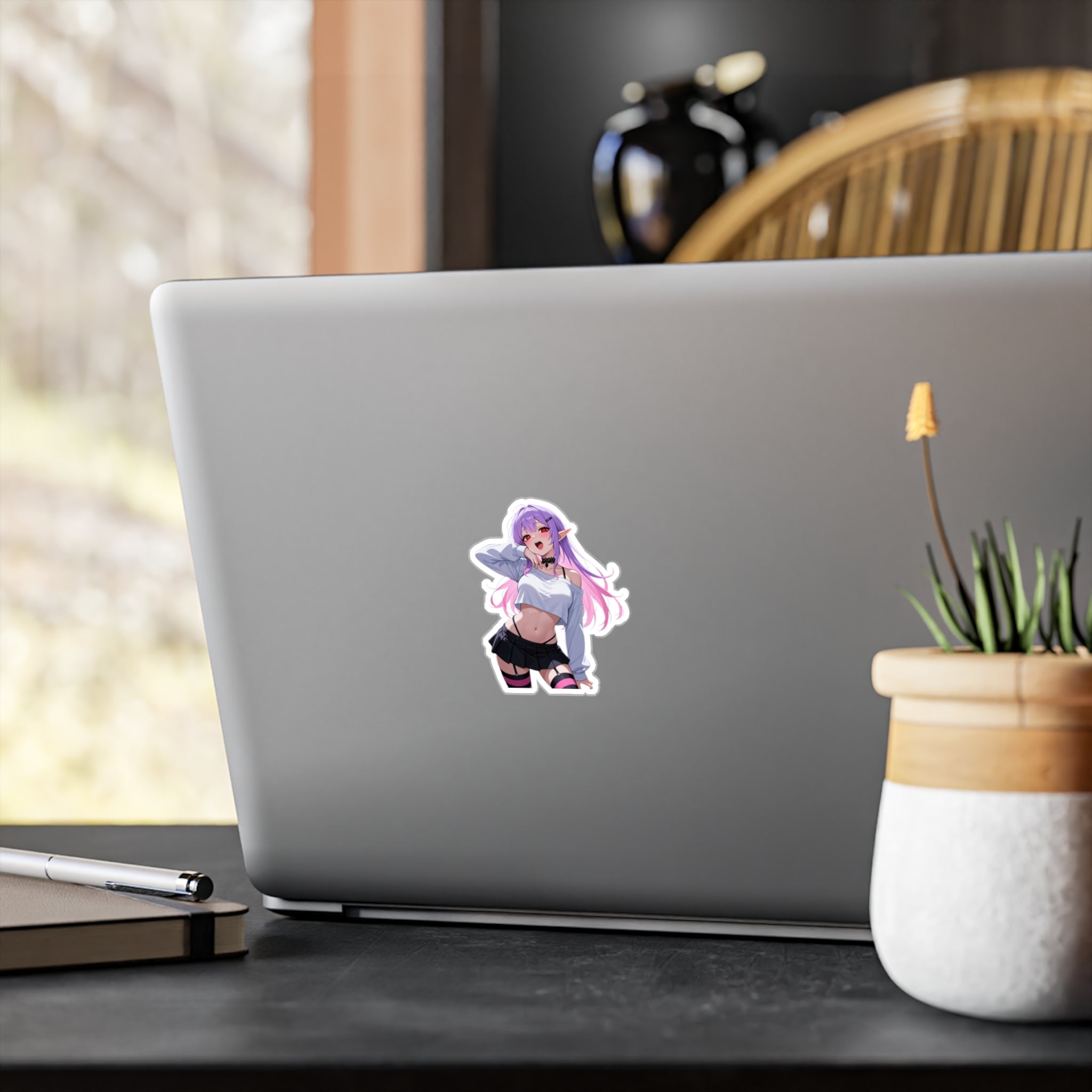 Anime Girl Pink-Haired Elf Waifu Decal