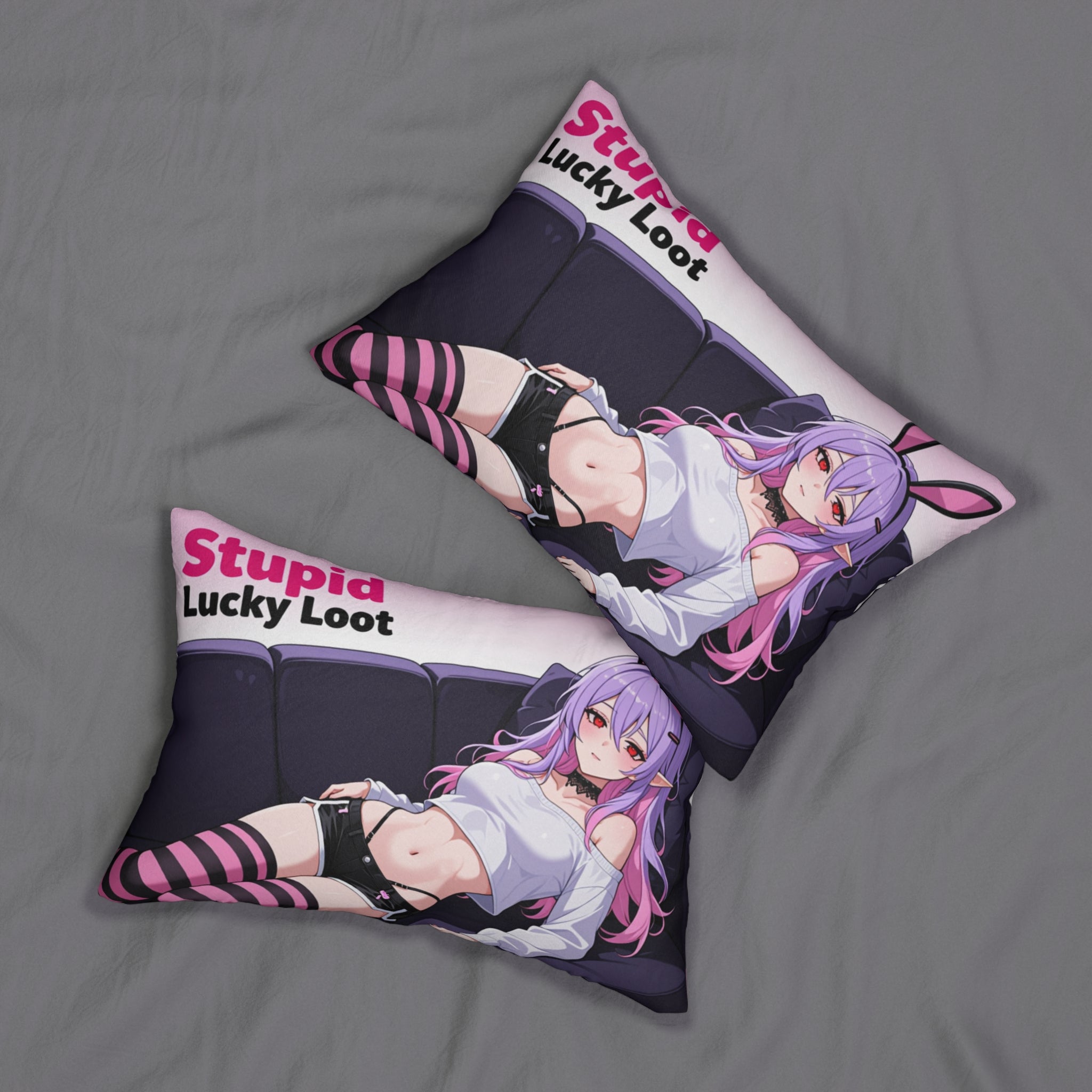 Anime Lounging Bunny Girl Lumbar Pillow