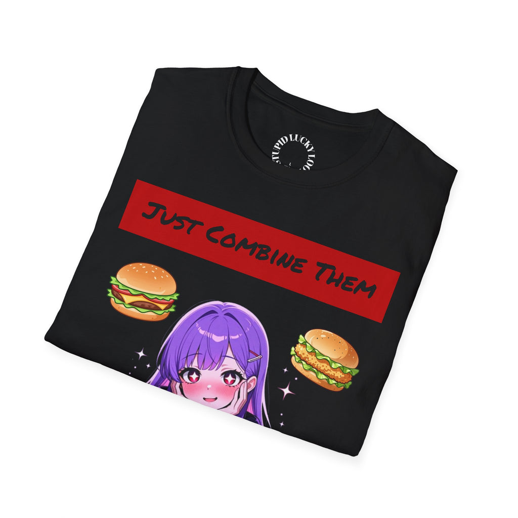 Anime Girl "Just Combine Them" Burger Graphic T-Shirt